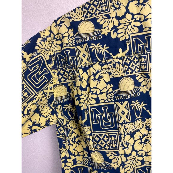 Wet Dog Men size Medium Hawaiian Water Polo Shirt Cotton Short Sleeve yellow Tro - Picture 12 of 16